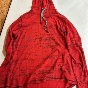 Modern Culture Red Hooded Sweatshirt with Black Pattern - Size L